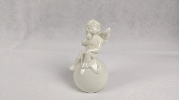 White Ceramic Angel On Ball - Image 3