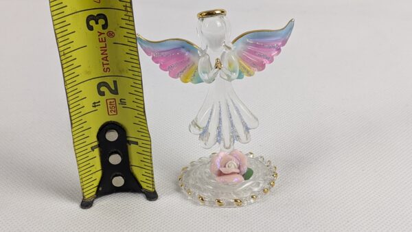 Gold Halo Glass Angel With Colorful Wings - Image 3