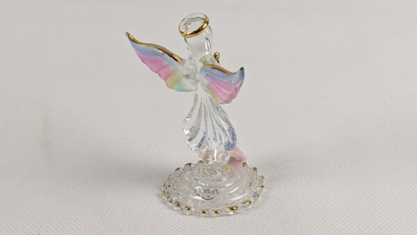 Gold Halo Glass Angel With Colorful Wings - Image 5