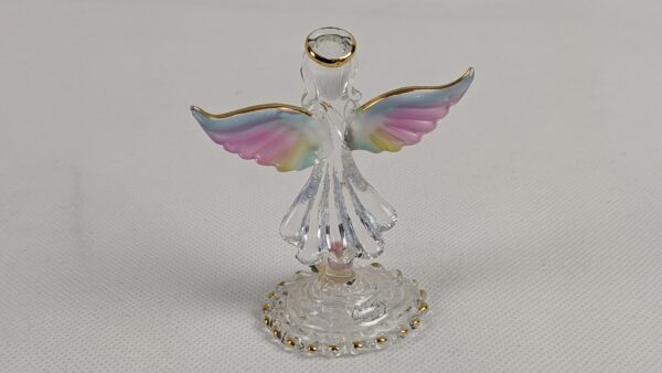 Gold Halo Glass Angel With Colorful Wings - Image 6