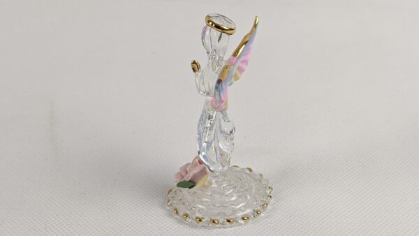 Gold Halo Glass Angel With Colorful Wings - Image 7
