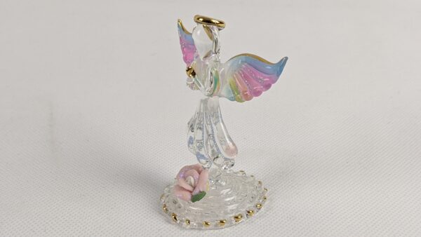 Gold Halo Glass Angel With Colorful Wings - Image 8