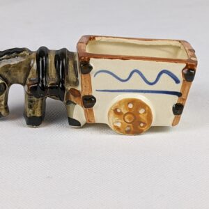 Vintage Occupied Japan Porcelain Donkey Cart Flower Planter Vase