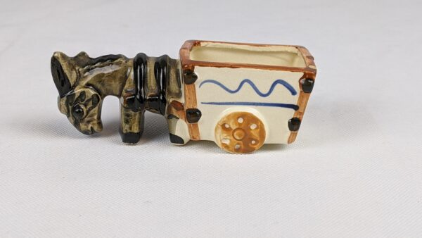 Vintage Occupied Japan Porcelain Donkey Cart Flower Planter Vase