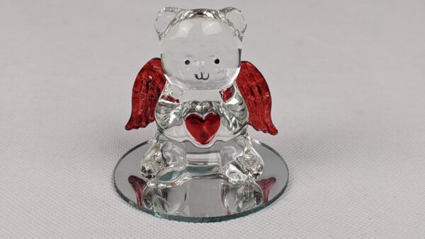 Glass Red Heart And Wings Bear