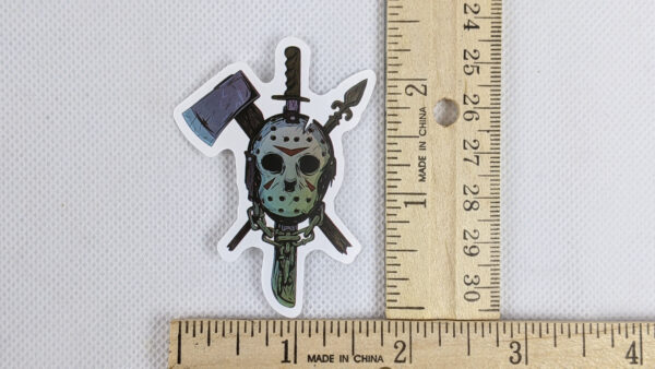 Friday The 13th Mask With Weapons Vinyl Sticker
